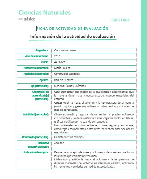 Evaluación formativa: La materia y sus propiedades Imagen portada