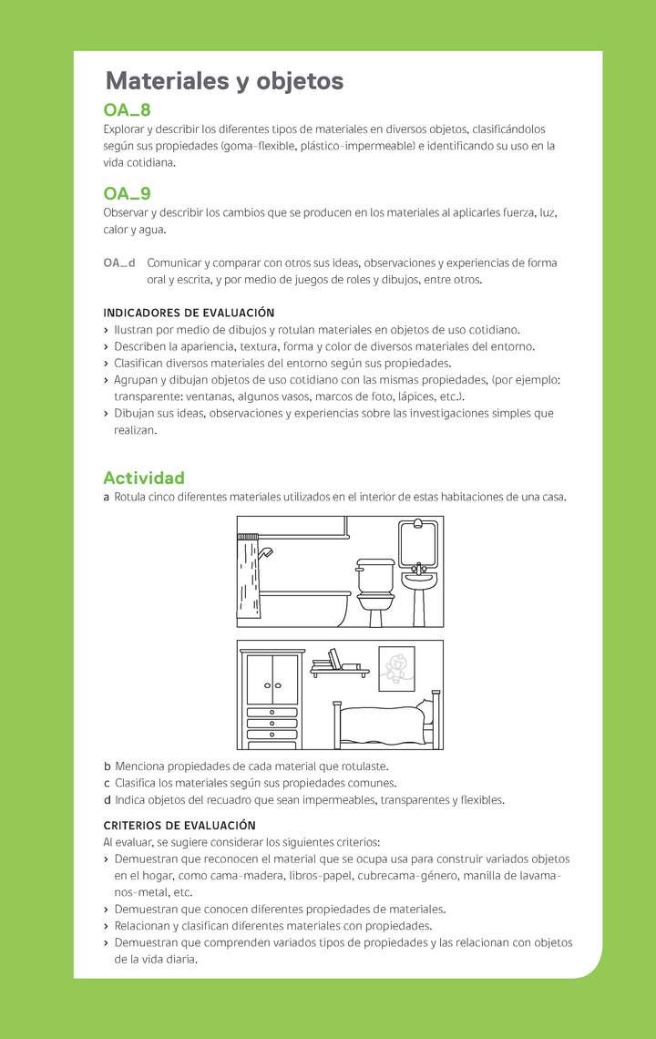 Evaluación Programa - OA08 - OA09 - Materiales y objetos 3 Imagen portada