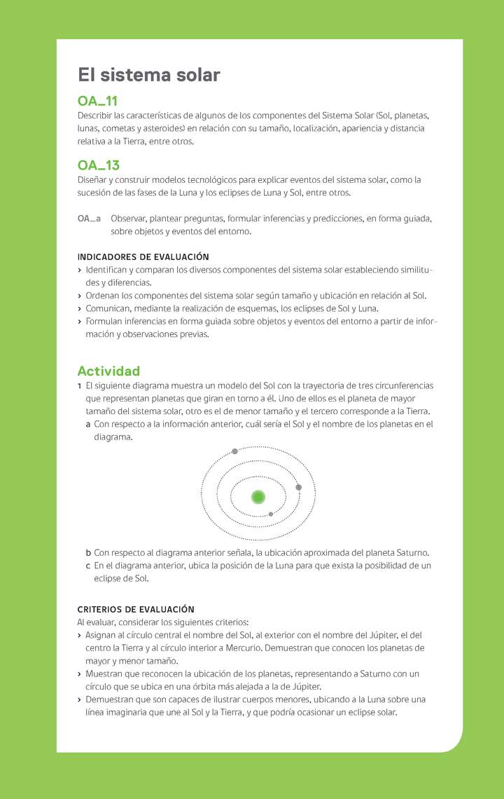 Evaluación Programa - OA11 - OA13 - El sistema solar Imagen portada