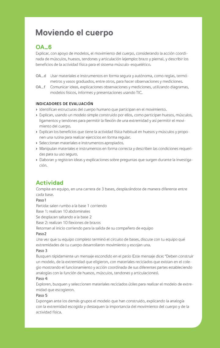 Evaluación Programa - OA06 - Moviendo el cuerpo Imagen portada