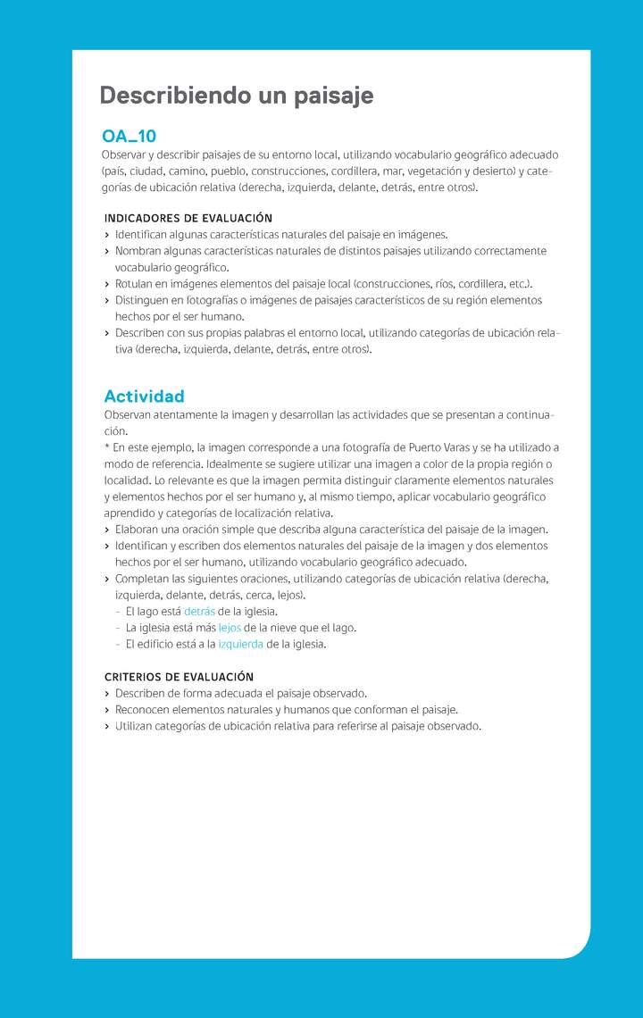 Evaluación Programa Historia, Geografía y Ciencias Sociales 1° básico - OA10: Describiendo un paisaje Imagen portada