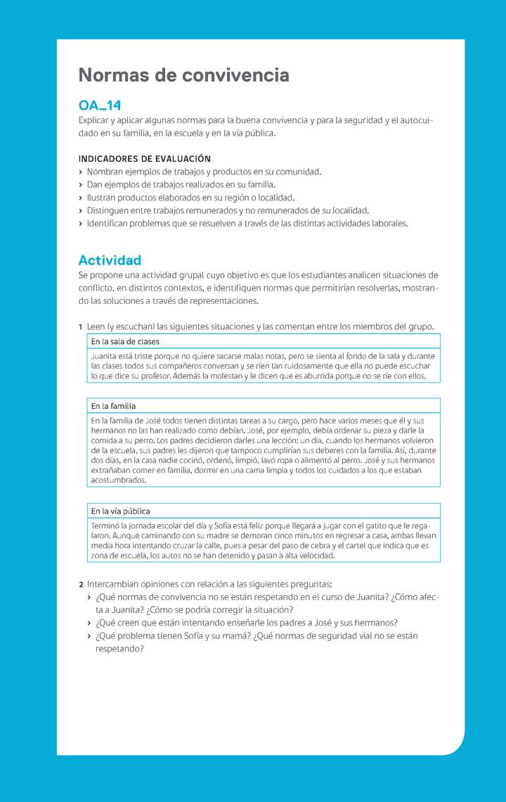 Evaluación Programa - OA14 - Normas de convivencia Imagen portada