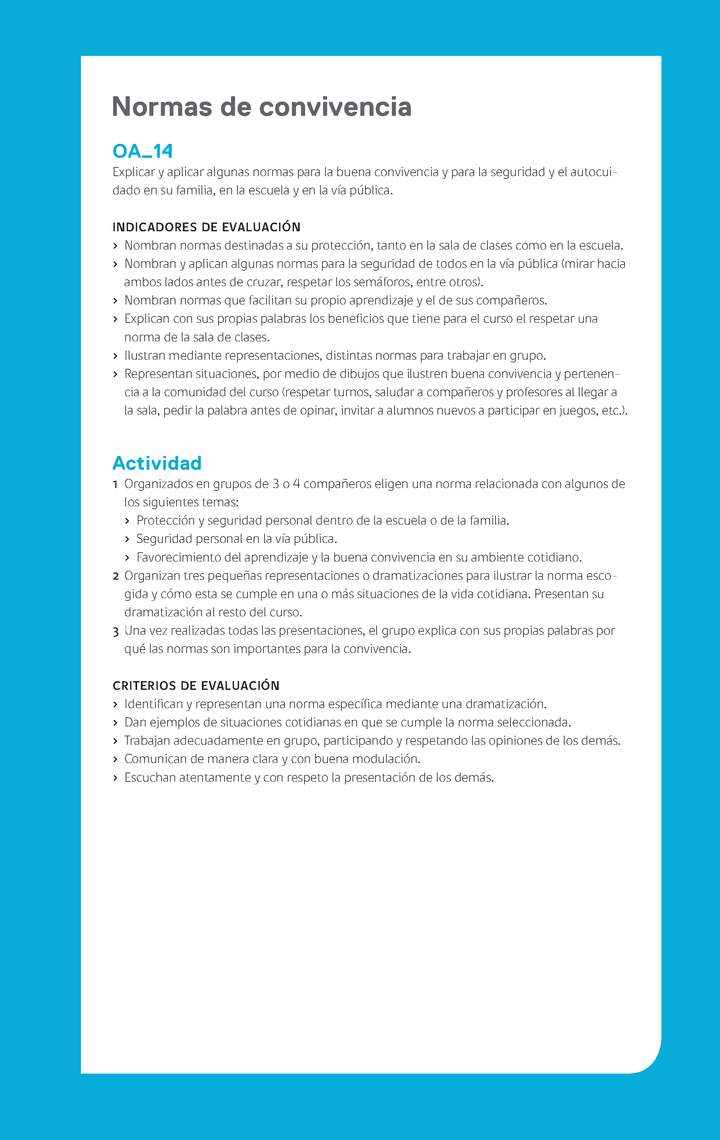 Evaluación Programa - OA14 - Normas de convivencia 2 Imagen portada