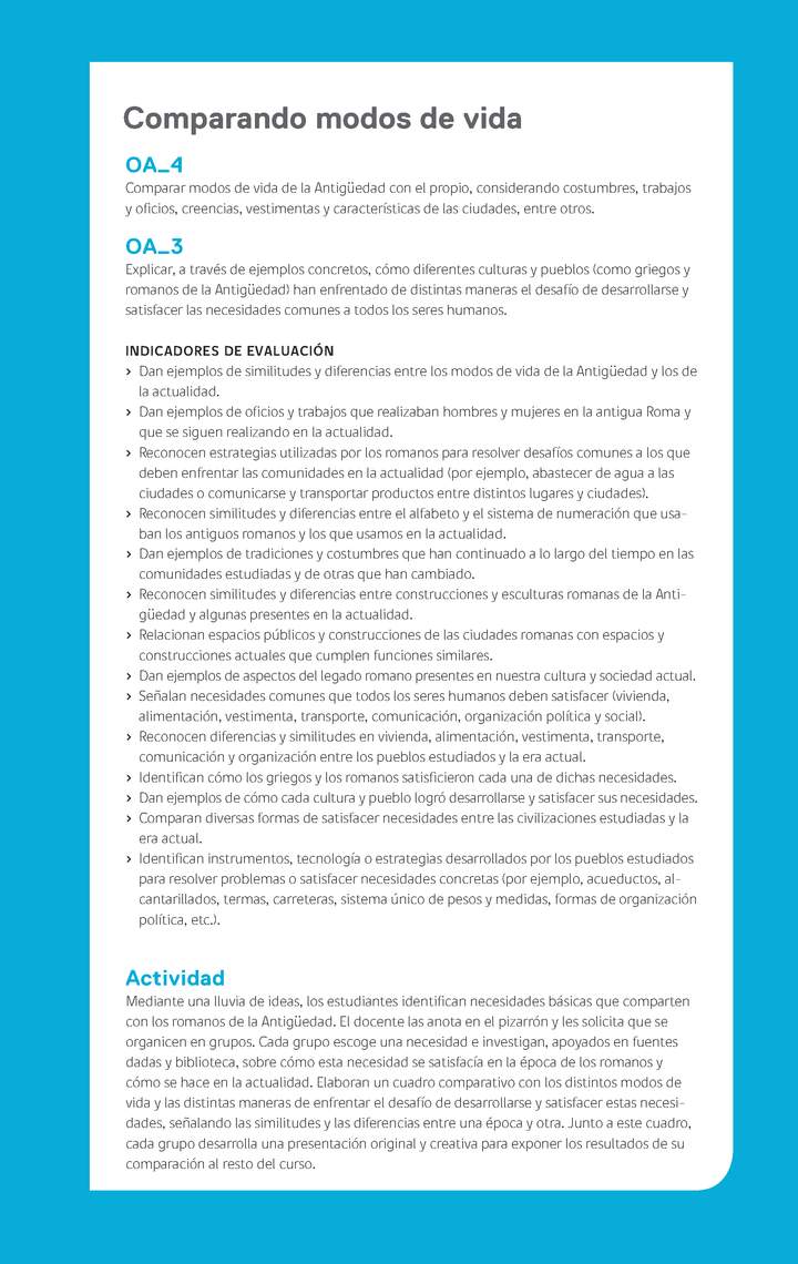 Evaluación Programa - OA03 - OA04 - Comparando modos de vida Imagen portada