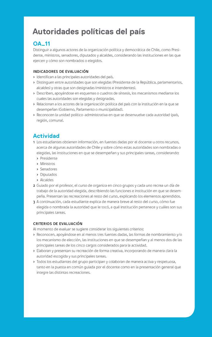 Evaluación Programa - OA11 - Autoridades políticas del país Imagen portada