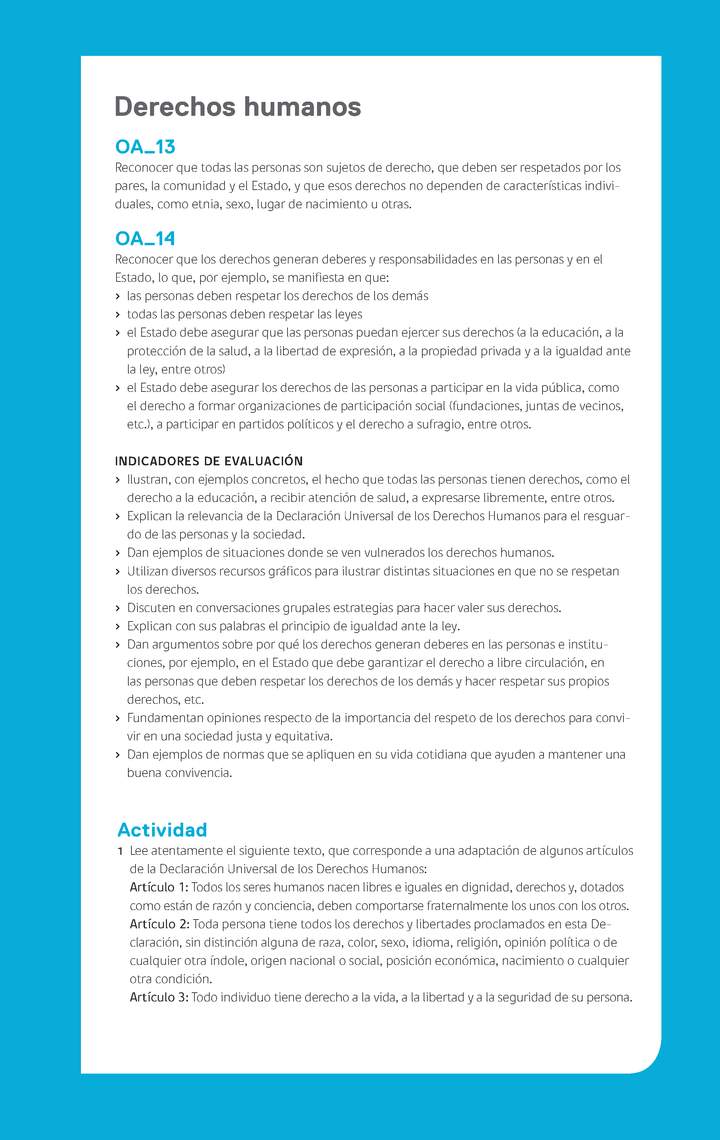 Evaluación Programa - OA13 - OA14 - Derechos humanos Imagen portada