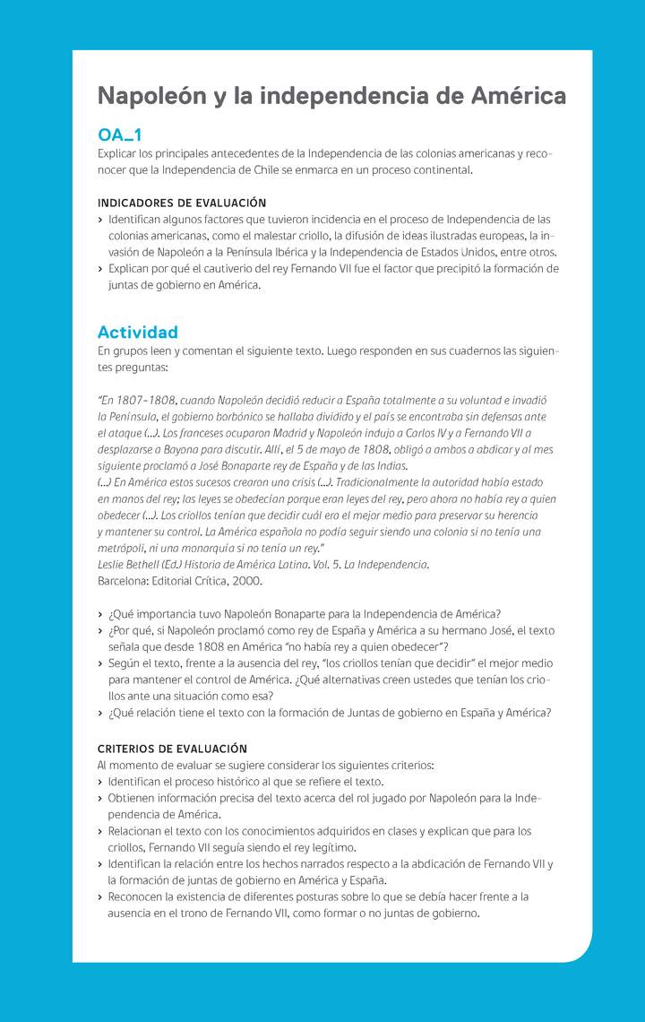 Evaluación Programa - OA01 - Napoleón y la independencia de América Imagen portada