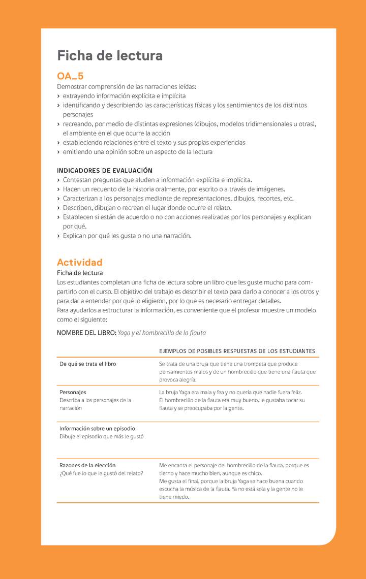 Evaluación Programa - OA05 - Ficha de lectura Imagen portada