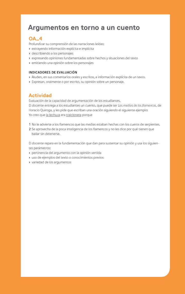 Evaluación Programa - OA04 - Argumentos en torno a un cuento Imagen portada