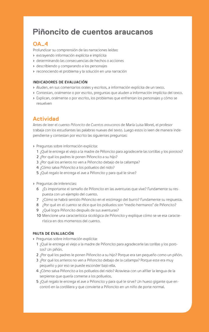 Ejemplo Evaluación Programas - OA04 - Piñoncito de cuentos araucanos Imagen portada