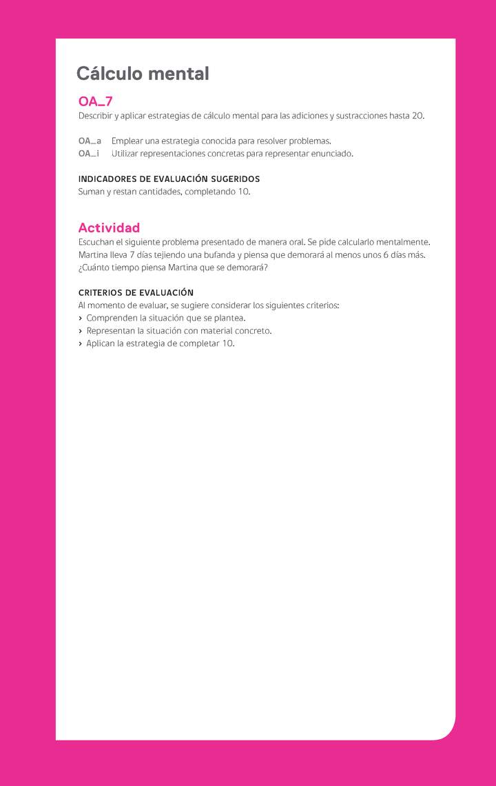 Ejemplo Evaluación Programas - OA07 - Cálculo mental Imagen portada