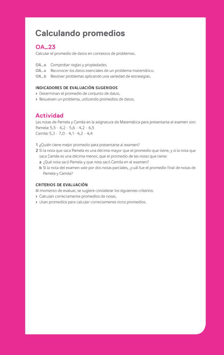 Evaluación Programas - MA05 OA23 - U4 - Calculando promedios Imagen portada