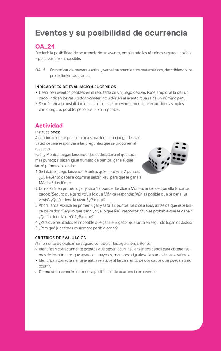 Evaluación Programas - MA05 OA24 - U4 - Eventos y su posibilidad de ocurrencia Imagen portada
