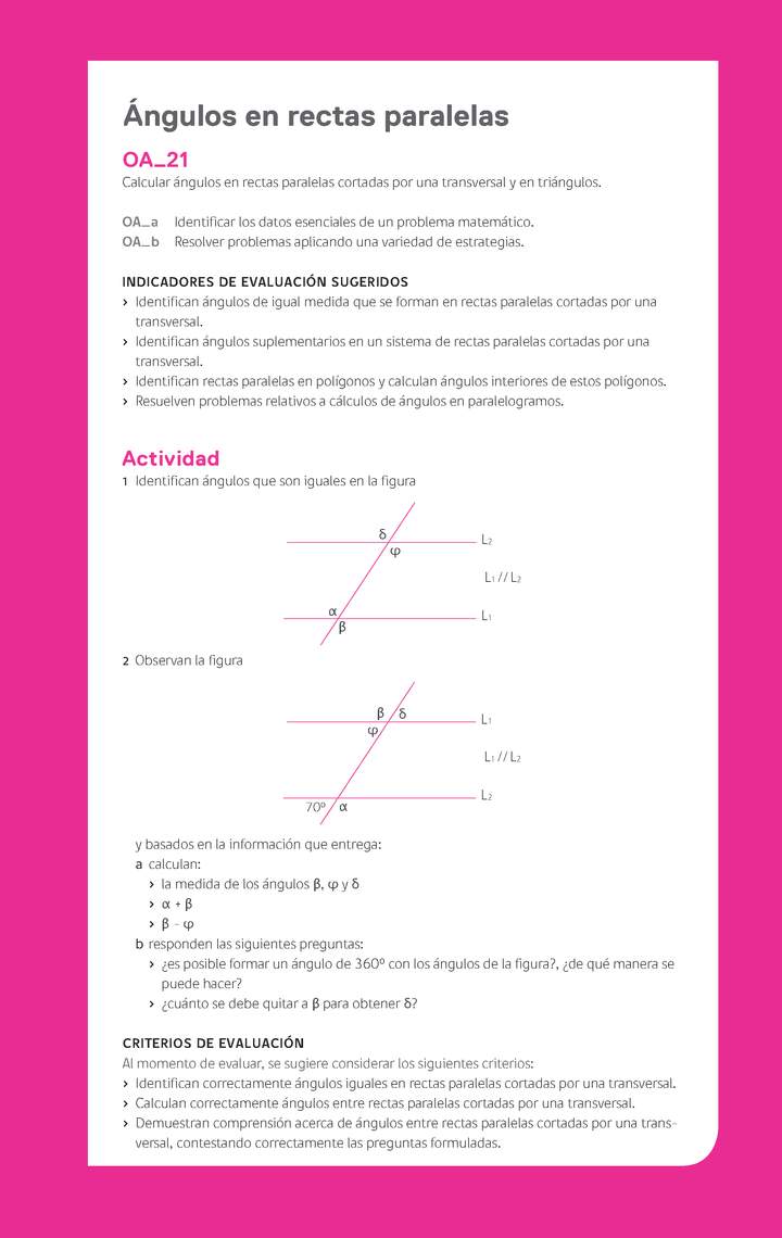Evaluación Programas - MA06 OA21 - U3 - Ángulos en rectas paralelas Imagen portada