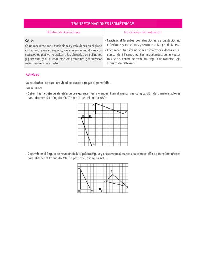 Evaluación Programas - MA08 OA14 - U3 - TRANSFORMACIONES ISOMÉTRICAS Imagen portada