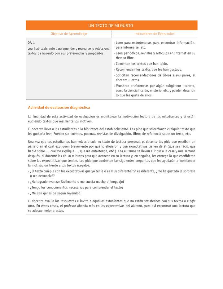 Evaluación Programas - LE07 OA01 - U4 - UN TEXTO DE MI GUSTO Imagen portada