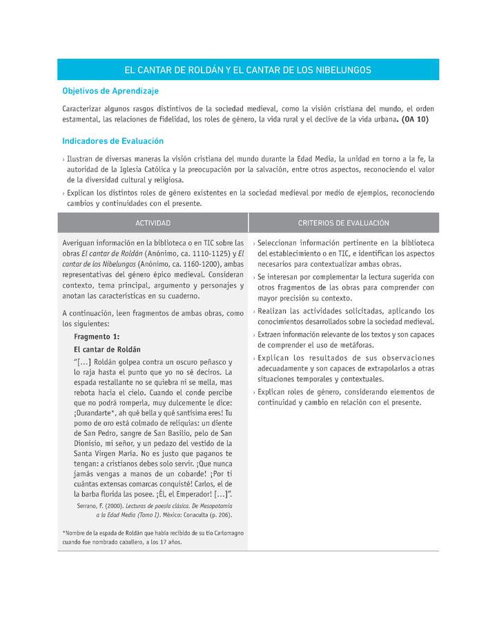 Evaluación Programas - HI07 - OA10 - U3 - EL CANTAR DE ROLDÁN Y EL CANTAR DE LOS NIBELUNGOS Imagen portada