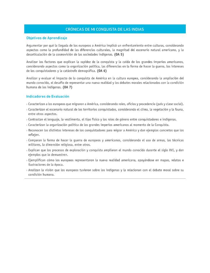 Evaluación Programas - HI08 - OA05 - OA06 - OA07 - U1 - CRÓNICAS DE MI CONQUISTA DE LAS INDIAS Imagen portada