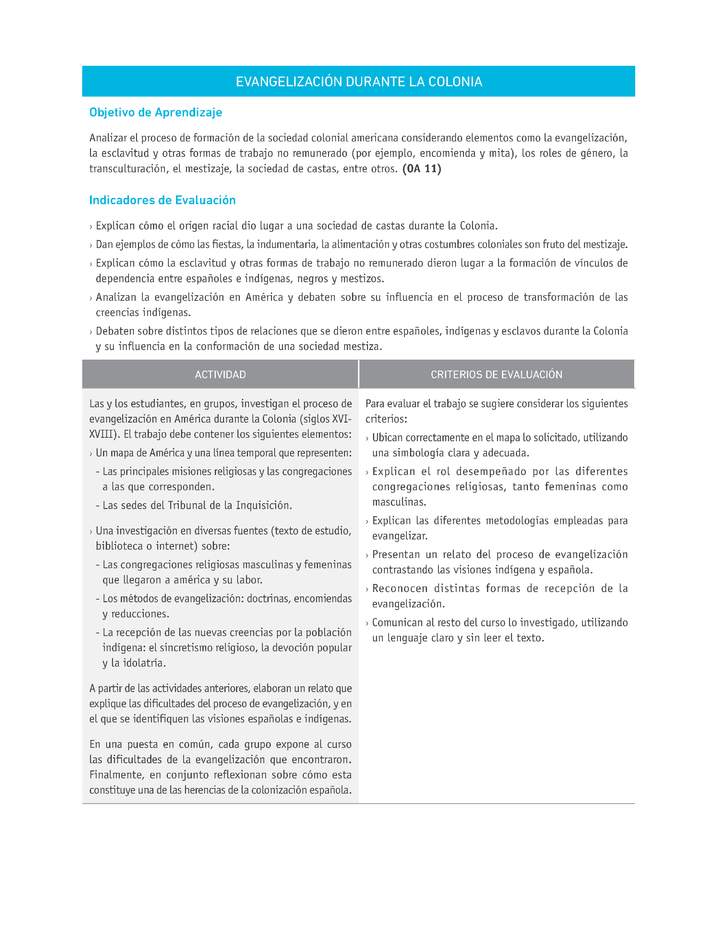 Evaluación Programas - HI08 OA11 - U2 - EVANGELIZACIÓN DURANTE LA COLONIA Imagen portada