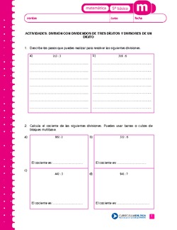 División con dividendos de tres dígitos y divisores de un dígito Imagen portada