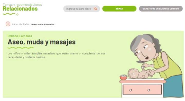Chile crece contigo: Aseo, muda y masajes Imagen portada