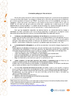 Orientación pedagógica: La hora de lectura Imagen portada