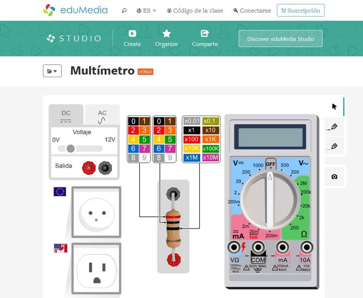 Educamedia-sciences. Simulador de multímetro online. Imagen portada