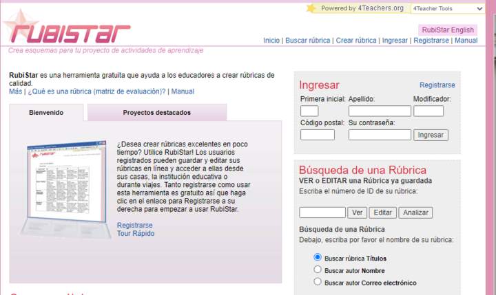 Página Web Rubistar Imagen portada