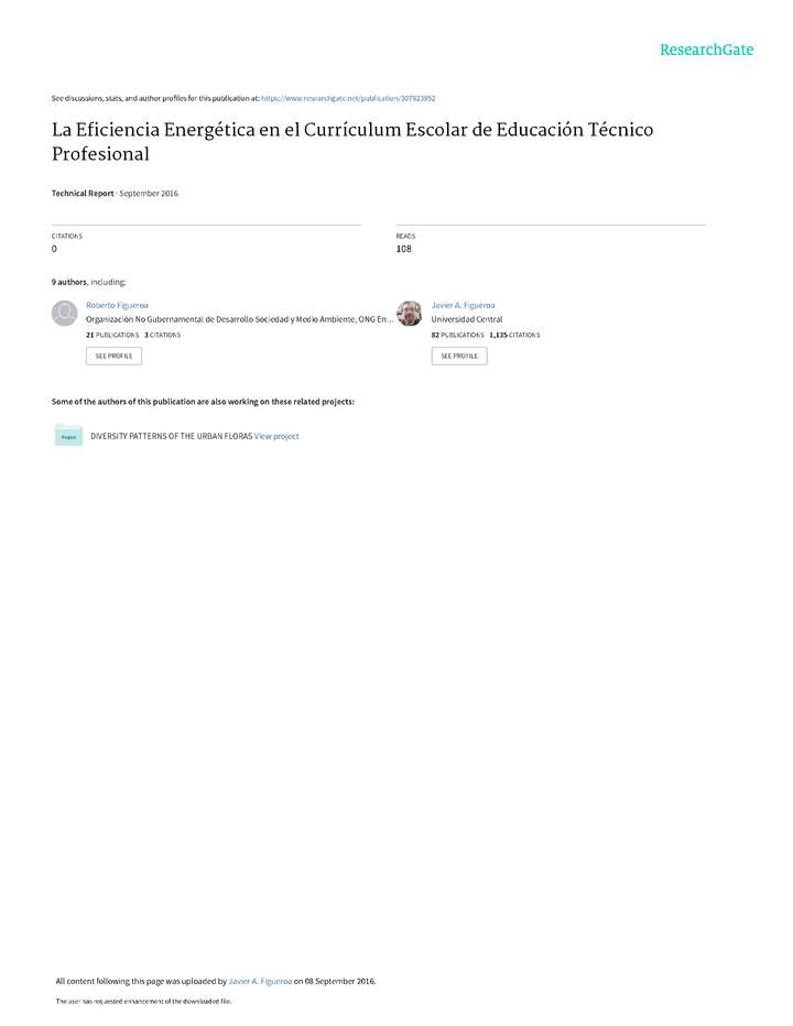 Agencia Chilena de Eficiencia Energética –AChEE (2016). La Eficiencia Energética en el Currículum Escolar de Educación Técnico-Profesional. Recuperado de: Imagen portada
