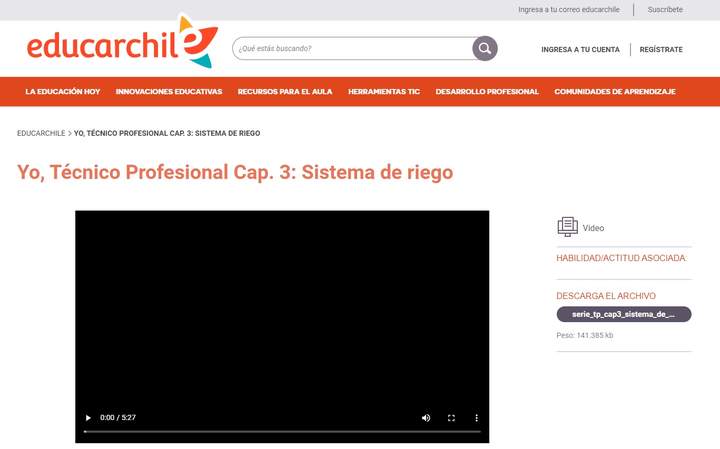 Sistema de riego, Educar Chile Imagen portada