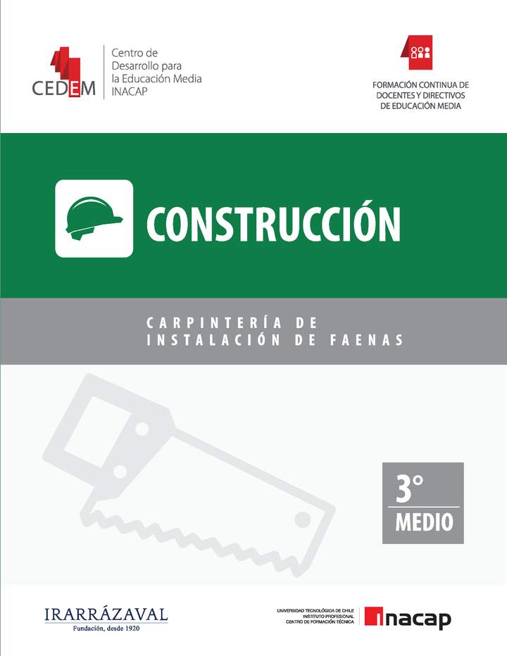 CEDEM INACAP. Texto de apoyo al módulo "Carpintería de instalación de faenas" de la especialidad Construcción Imagen portada