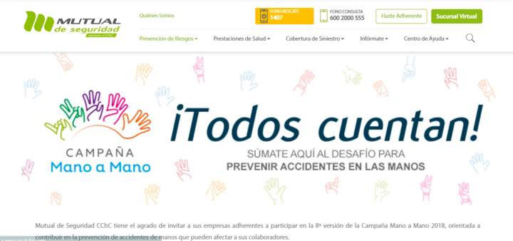 Mutual de Seguridad. Campaña mano a mano 2018. Fichas construcción Imagen portada