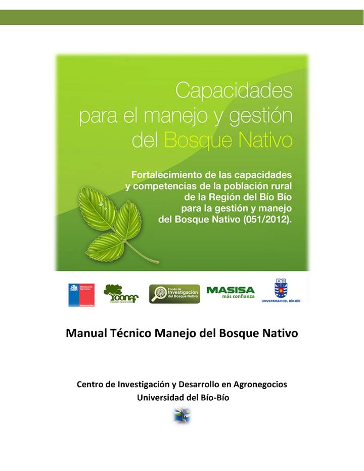Universidad del Bio-Bio. (2014). Manual Técnico Manejo del Bosque Nativo. Imagen portada