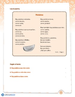Poema las palabras Imagen portada