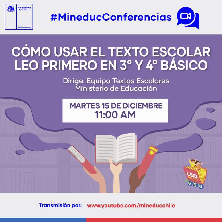 Conferencia: Cómo usar el texto Leo Primero 3º y 4º básico Imagen portada