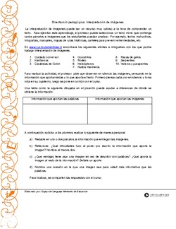 Orientación pedagógica: Interpretación de imágenes Imagen portada