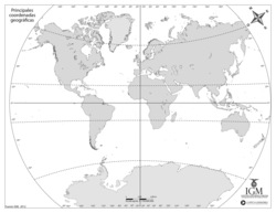 Mapa del mundo con las coordenadas geográficas mudo Imagen portada