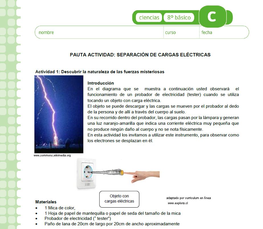 Separación de cargas eléctricas Imagen portada