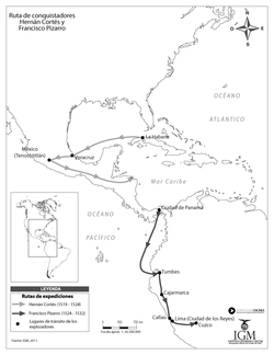 Ruta de conquistadores. Hernán Cortés y Francisco Pizarro Imagen portada