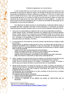Orientación pedagógica: La hora de lectura Imagen portada