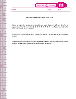 Comparar números del 0 al 10 Imagen portada