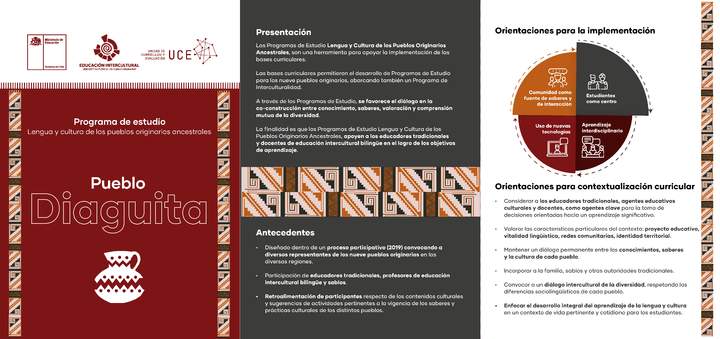 Tríptico Programa de estudio: Pueblo Diaguita Imagen portada