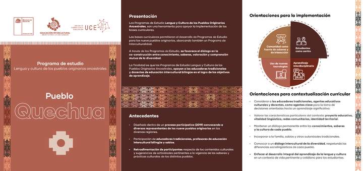 Tríptico Programa de estudio: Pueblo Quechua Imagen portada