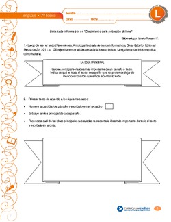 Síntesis de información en "Crecimiento de la población chilena" Imagen portada