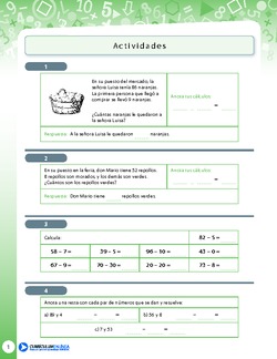 Resolución de problemas de sustracción con números menores a 100 Imagen portada