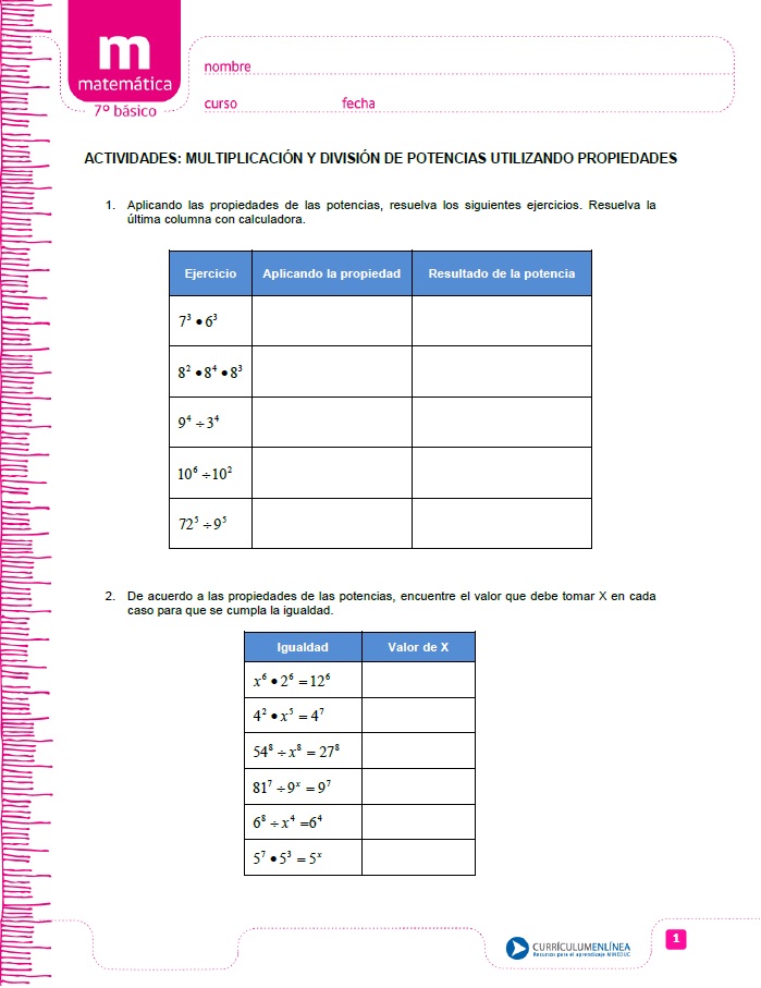 Multiplicación y división de potencias utilizando propiedades Imagen portada