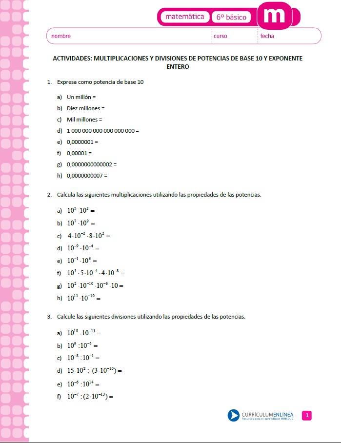 Multiplicaciones y divisiones de potencias de base 10 y exponente entero Imagen portada