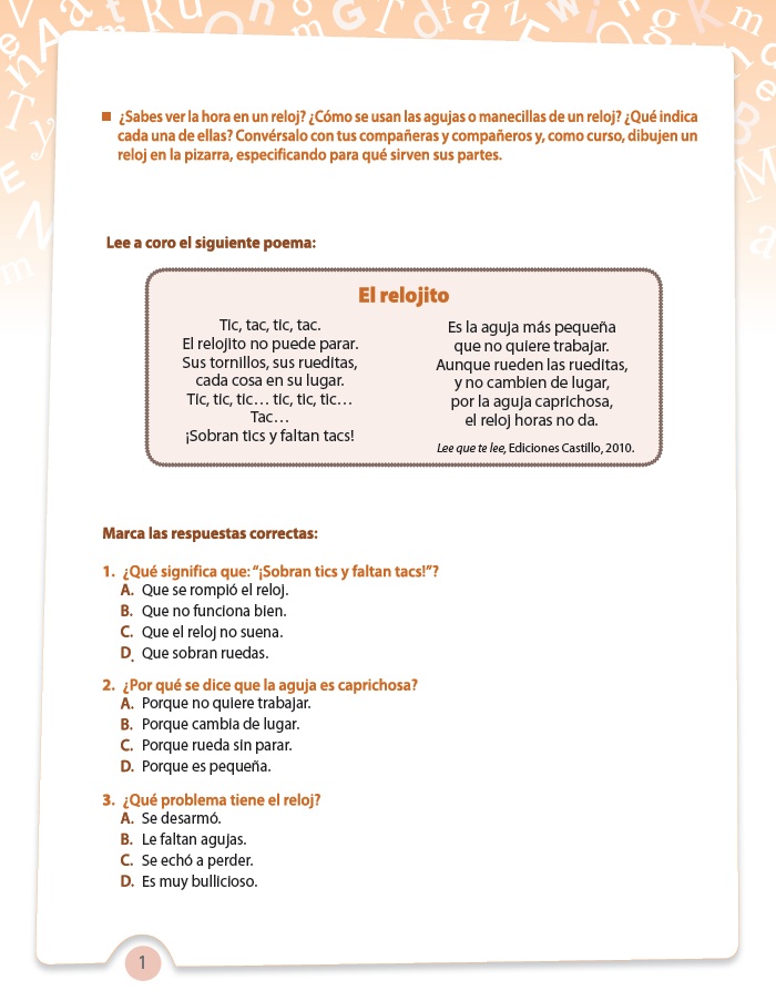 Poema El relojito Imagen portada