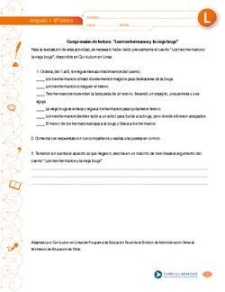 Comprensión de lectura: "Los tres hermanos y la vieja bruja" Imagen portada