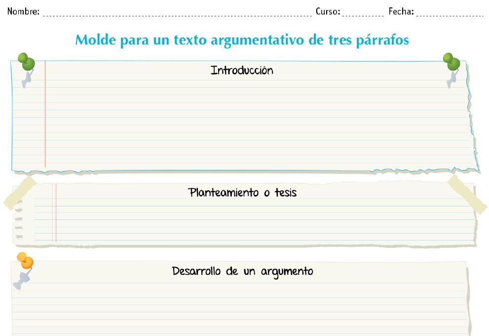 Molde para un texto argumentativo de tres párrafos Imagen portada